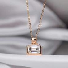 1 件 2 克拉祖母绿切割莫桑石 925 银香槟色香水瓶吊坠项链，适合女性婚礼和日常佩戴 - 香檳色 - 查看 1