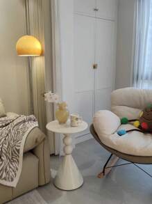 金屬工藝白色小圓桌，客廳家具牛奶白咖啡桌極簡現代黑色邊桌 - 彩色 - 查看 7