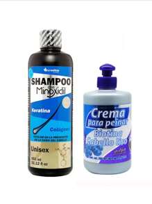 Kit Shampoo Minoxidil 950ml + Crema Para Peinar 250ml Biotina y Keratina - azul real - Ver 1