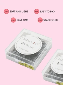 Caja de 500 abanicos de pestañas TATALASHES de 0,05 mm de espesor, 14D, pestañas postizas sueltas de volumen premodelado, base puntiaguda, delgadas y afiladas
