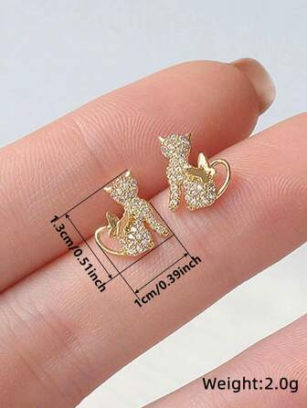 1 par de pendientes de gato lindo para niñas, regalos para decoración diaria para fiesta, joyería, regalo de cumpleaños