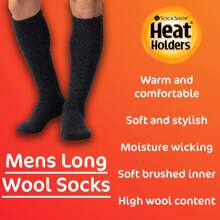 Heat Holders Mens Extra Long 2.7 TOG Knee High Wool Rich Thermal Socks (Black) - Fast Shipping And Quick Delivery - Grey - View 6