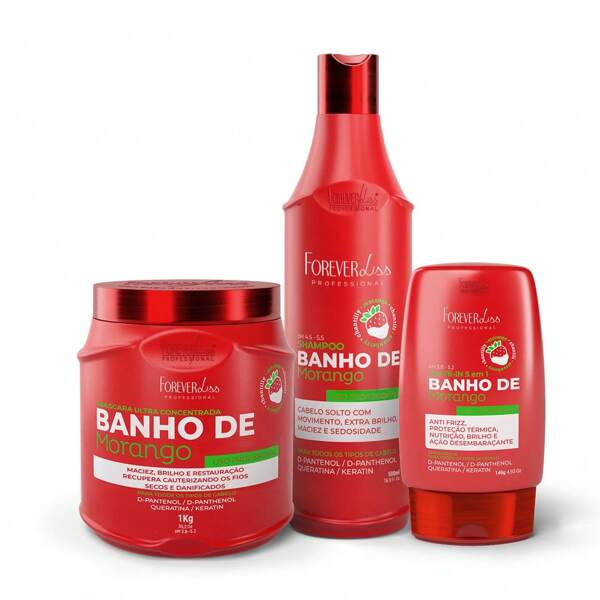 FOREVER LISS Kit Banho De Morango Profissional Brilho Extremo Forever Liss