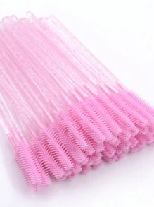 50Pcs Disposable Silicone Eyelash Brushes Pink Rubber Lash Mascara Wands Applicators Micro Lash S Combs Mini Makeup Cosmetic Tools, Eyebrow Brush, Eyeshadow Brush, Brush - Pink - View 4