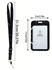 1pc Black Marble Detachable Lanyard With ID Card Holder & Metal Key Clasp, Keychain, Lovely Marble Buckle Lanyard With Phone Strap, Best For Women, Teachers, Students, Employees, Ideal Teacher's Day Car Accessories Bag Charm Backpack For School Cute Goth Y2k Halloween Accessories Teachers Day Christmas Gift Ideas Bag Accessories Lanyards With Id Holder Car Accessories Bag Charms
