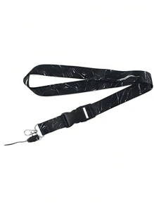 1pc Black Marble Detachable Lanyard With ID Card Holder & Metal Key Clasp, Keychain, Lovely Marble Buckle Lanyard With Phone Strap, Best For Women, Teachers, Students, Employees, Ideal Teacher's Day Car Accessories Bag Charm Backpack For School Cute Goth Y2k Halloween Accessories Teachers Day Christmas Gift Ideas Bag Accessories Lanyards With Id Holder Car Accessories Bag Charms