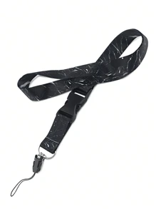 1pc Black Marble Detachable Lanyard With ID Card Holder & Metal Key Clasp, Keychain, Lovely Marble Buckle Lanyard With Phone Strap, Best For Women, Teachers, Students, Employees, Ideal Teacher's Day Car Accessories Bag Charm Backpack For School Cute Goth Y2k Halloween Accessories Teachers Day Christmas Gift Ideas Bag Accessories Lanyards With Id Holder Car Accessories Bag Charms