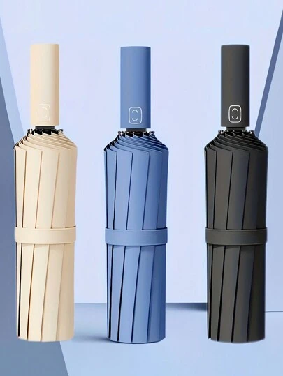 自动超大防风防水雨伞，全天候防护，加强型折叠遮阳伞，带防紫外线紧凑型铁骨 - 非常适合商务旅行、雨天晴天，适合男女学生，适合旅行