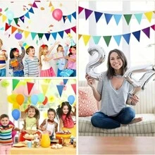 150m Banderin Decoracion Colores Fiestas Multicolor 20 Tiras San Valentin Cumpleaños Eventos Patronales Convivios Despedidas Reunion Para Toda Ocasion Especial Ceelebraciones - Multicolor - Ver 6