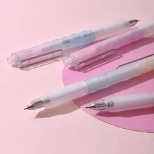 4pcs Creative 3D Embossed Neutral Pens 0.5mm Ballpoint Pens With Dual Tips, Low Center Of Gravity, Smooth Writing - Black - View 4