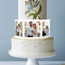 TX 1set 8pcs Transparent Acrylic Photo Frame Cake Stand, DIY Hexagonal Cake Layer Separator, Tabletop Decoration For Wedding, Birthday, Graduation, Anniversary Themed Cake Display, Customize Cake Presentation - Transparent - View 3