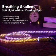 120W RGB 超级快速充电线，带 180° 可旋转 LED 灯，USB 转 Type-C/Micro/Lightning 数据线，兼容 iPhone/小米/Android/华为通用高效充电器适配器 - Cable*1 - 查看 6