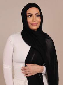 1pc Plus Size 180*90cm Women's Solid Color Breathable Soft Modal Hijab Scarf Headband For Abaya Women Veil