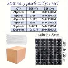 24/36Pcs Large Square Sequin Shimmer Backdrop Panels - Durable Plastic Material, Reusable, Easy To Assemble, Versatile Photo Backdrops For Birthday, Anniversary, Wedding, Graduation, Bachelorette Party, And Event Decorations - màu đen - Xem 2