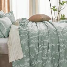 JOLLYVOGUE Duvet Cover , Reversible Floral Beige Duvet Cover Set With Zipper Closure, 3 Pieces Botanical Patterns Soft Microfiber Bedding Set With 4 Ties (1 Duvet Cover, 2 Pillow Cases)