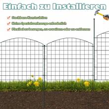 VA-Cerulean Pond Fence 22-Piece Plug-In Fence Set Metal Garden Fence Lattice Fence Upper Arch Dog Fence Fence For Plugging In The Garden 10 Fence Elements And 12 Fixing Rods