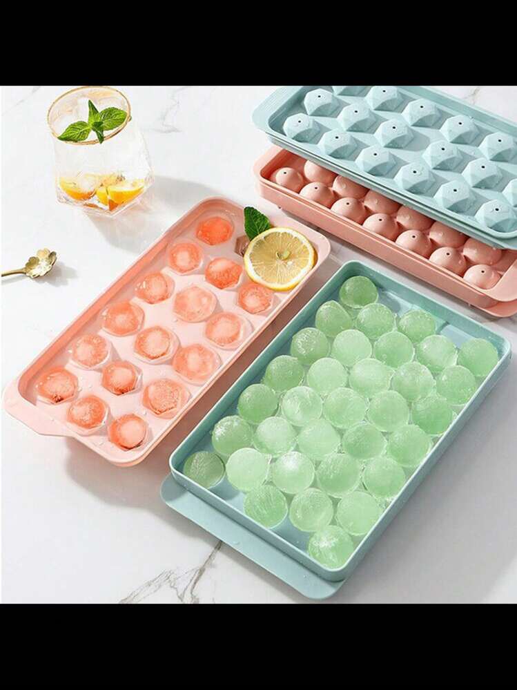 1/3pcs PP Ice Ball Mold, Creative Blue Ice Cube Maker Tray For Kitchen - Pink - View 8