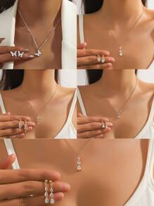 Bộ 3 món/Bộ trang sức mặt dây chuyền bằng đồng thau hình con bướm, trái tim, cành cây và giọt nước mắt Cubic Zirconia sang trọng thanh lịch dành cho phụ nữ, trẻ em gái, tốt nghiệp, tiệc tùng, sinh nhật, ngày lễ tình nhân, quà tặng Giáng sinh cho ngày của mẹ - Nhiều màu - Xem 2