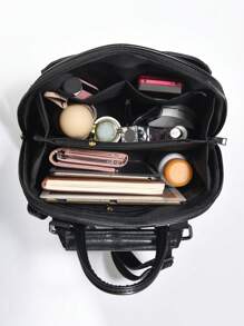 2024新款高端背包，小众百搭时尚休闲旅行包，大容量复古女士通勤背包，油蜡皮书包 - 黑色 - 查看 4