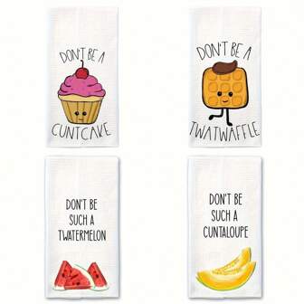 2pcs/Set Funny Soft Kitchen Towel - Super Absorbent Multipurpose Dishcloth, Suitable For Cooking, Baking And Cleaning, Housewarming, Wedding Or Hostess Gift, Vegetable Towel,Kitchen,Bathroom,Home,Household Supplies