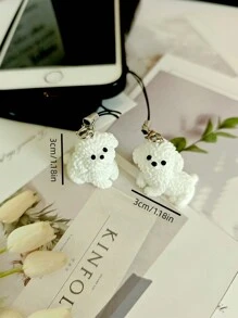 1 件可爱白色情侣泰迪狗手机挂绳，白色小狗手机挂绳，情人节礼物，生日礼物！ - 彩色 - 查看 10