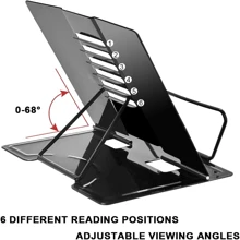 Bookshelf Document Rack Heavy Duty Metal Reading Rack With Book Magazine Menu IPad Music Speech 5 Adjustable Positions (Black) - Multicolor - View 2