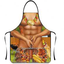 1pc Muscular Man Printed Chef Apron, Sleeveless Waterproof And Stain-Resistant Apron, Creative Funny High-Definition Printing, Suitable For Home Cooking, BBQ, Party