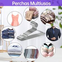50 Ganchos para Ropa Perchas - Percha de Acero Inoxidable Sólida 42 CM Metal Ligero Resistente y Duradera para Chaqueta Pantalones Estándar Ahorro de Espacio Perchas para el Hogar para Adultos - Plateado - Ver 9