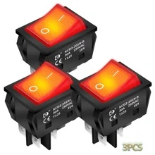 30A 250V KCD2 KCD4 Rocker Switch DPST 4 Pin Red Blue Green Lighted 120V Rocker Toggle Switch ON Off Heavy Duty T125