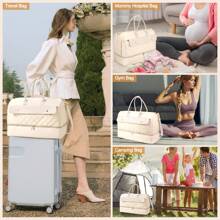 Travel Duffel Bag For Women, Large Weekender Bags With Shoe Compartment, Carry On Overnight Bag With Toiletry Makeup Bag, Travel Tote Bag  Gym Duffel Bag For Travel Gym Camping Hospital, Beige