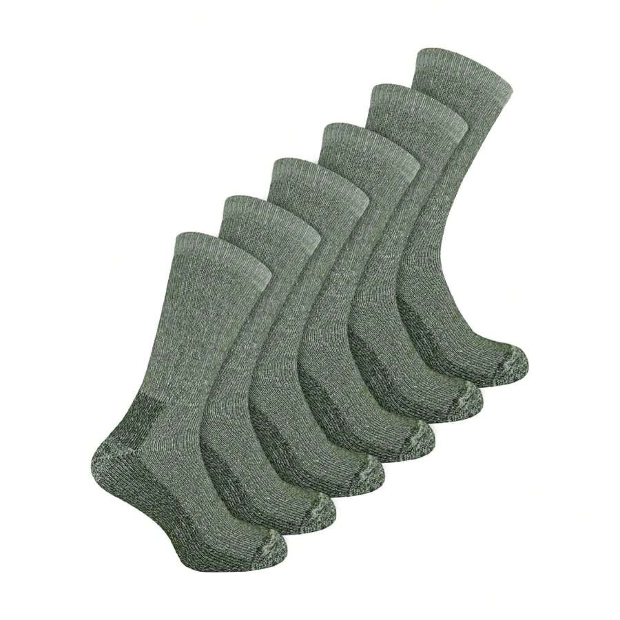 Sock Snob Mens 6 Pairs Multipack Crew Wool Socks: Reinforced Heel & Toe (Brown) - Fast Shipping And Quick Delivery - Green - View 1