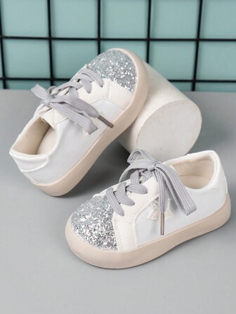 婴幼儿可爱百搭小运动鞋儿童柔软舒适幼儿鞋女童亮片小皮鞋