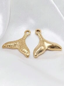 5 piezas Dije de joyería con forma de cola de sirena de acero inoxidable, estilo de playa de verano - cola de pez - Ver 3