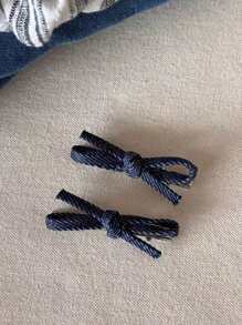 2pcs Women's Blue Bow Denim Effect Elegant Fashion Daily Wear Hair Clips Claw Clips Hair Claws Hair Barrettes, School Stuff, College, Bows, Cute, Hair Accerssories