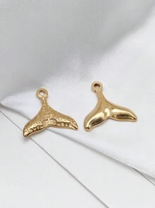 5 piezas Dije de joyería con forma de cola de sirena de acero inoxidable, estilo de playa de verano - cola de pez - Ver 2