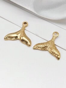 5 piezas Dije de joyería con forma de cola de sirena de acero inoxidable, estilo de playa de verano - cola de pez - Ver 5