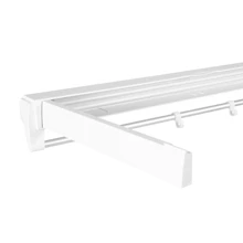 YUNRUX Rozkładany, składany wieszak na ubrania, suszarka do ubrań montowana na ścianie, wykonana z wysokiej jakości aluminium, do użytku wewnątrz i na zewnątrz, do sypialni, łazienek, pralni, garaży, tarasów i balkonów, kolor biały