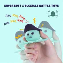 1 件婴儿出牙玩具，内有拨浪鼓，适合 0-12 个月婴儿的出牙玩具，硅胶婴儿出牙胶婴儿咀嚼玩具，可缓解出牙疼痛，章鱼出牙胶婴儿出牙玩具圣诞礼物，万圣节礼物（部分零件随机发送）万圣节装饰 - 彩色 - 查看 4