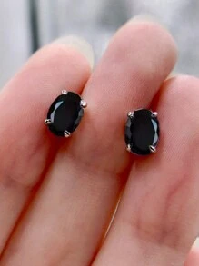 1 Đôi bông tai đính đá Cubic Zirconia thanh lịch, phù hợp cho nữ giới, lý tưởng cho đám cưới, lễ đính hôn, kỷ niệm, tiệc tùng, ngày Valentine và các dịp khác. - màu đen - Xem 5