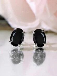 1 Đôi bông tai đính đá Cubic Zirconia thanh lịch, phù hợp cho nữ giới, lý tưởng cho đám cưới, lễ đính hôn, kỷ niệm, tiệc tùng, ngày Valentine và các dịp khác. - màu đen - Xem 3