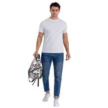1pc Skull Print Shoulder Strap Chest Bag, Travel Hiking Fitness Crossbody Pack, Personalized Chest Pack