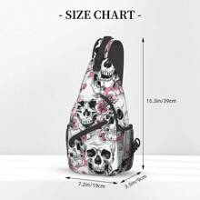 1pc Skull Print Shoulder Strap Chest Bag, Travel Hiking Fitness Crossbody Pack, Personalized Chest Pack