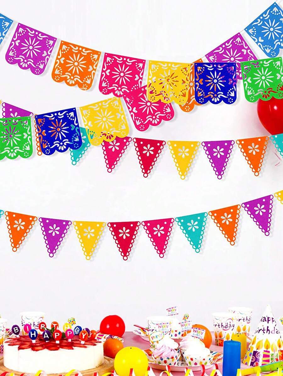 Banderines de colores para decoración de fiesta de cumpleaños, graduación, habitación, escuela, tienda - Multicolor - Ver 1
