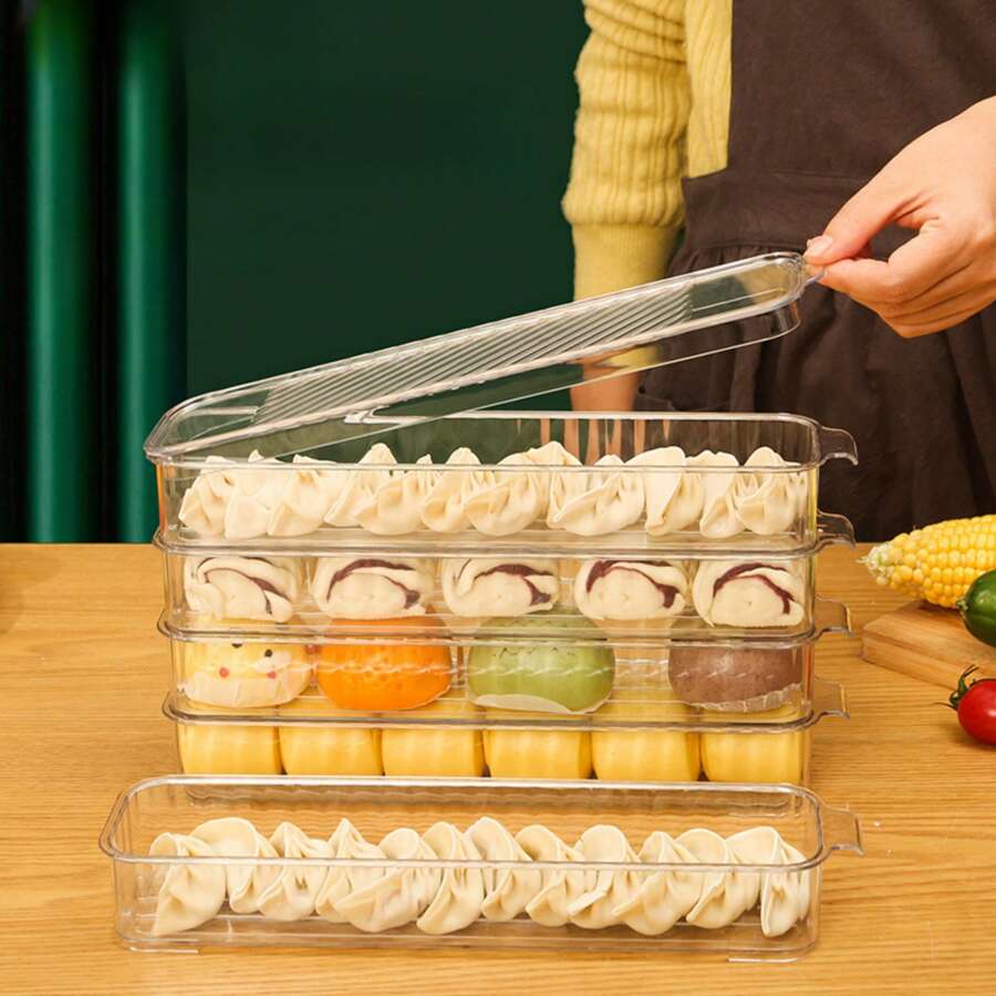 Recipientes apilables para almacenamiento de alimentos con tapas, cajas de sellado de alimentos portátiles a prueba de fugas para dim sum, wontons, pan y frutas, cajas de organización de cocina y almacenamiento, accesorios de cocina - Multicolor - Ver 1
