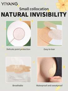 1pc Self-Adhesive Push-Up Invisible Bra With Non-Slip Design, And 2pcs/1pair Invisible Silicone Nipple Covers Including 10pcs Disposable Nipple Stickers, Suitable For Wedding, Strapless Occasions - Khaki - View 7