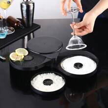 ANTSAY Escarchador De Vasos,Escarchador de Vasos Rimmer con 3 Bandejas Giratorias Salada Azúcar Jugo de Limon,Tarros Rimmer de Vidrio,Accesorios de Coctelerí,Ideal para Margarita, Bar, Clubes, Fiesta,Reunión - Negro - Ver 2
