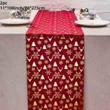 1/2 cuộn 11 "X108" Bông tuyết mùa đông, Cây Giáng sinh, Khăn trải bàn dài hình chữ nhật hình nai sừng tấm có thể giặt và chống nhăn, có nhiều màu sắc - Khăn trải bàn dài hình chữ nhật hình bông tuyết màu xanh lá cây, Giáng sinh và năm mới bằng vàng, Trang trí lễ Giáng sinh mùa đông theo mùa cho Halloween, năm mới, nhà, bữa tiệc, tiệc, trang trí bàn ăn, trang trí nhà cửa, trang trí Giáng sinh, đồ dùng tiệc - Nhiều màu - Xem 23