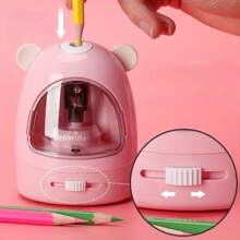 Electric Pencil Sharpener Cartoon Cute Pencil Roller Student Visual Pencil Sharpener Stationery - Blue a - View 2