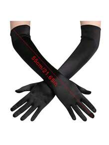 D EXCEED 1 PC / 3 PCS 50s Long Opera Party Gloves For Women 20s Satin Gloves Costumes Elbow Length Bridal Evening Dress Wedding Party, 22 Inches Gifts For Mom And Teachers Halloween - Long Satin Gloves - View 7