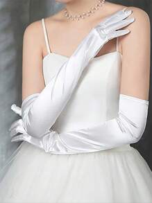 D EXCEED 1 PC / 3 PCS 50s Long Opera Party Gloves For Women 20s Satin Gloves Costumes Elbow Length Bridal Evening Dress Wedding Party, 22 Inches Gifts For Mom And Teachers Halloween - Long Satin Gloves - View 2